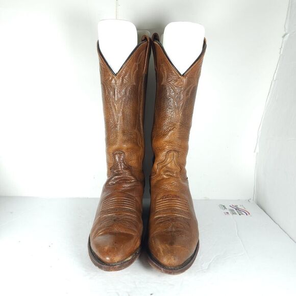 Dan Post Men\'s US 8,5D Leather Brown PullOn Cowboy Western Boots main image 6